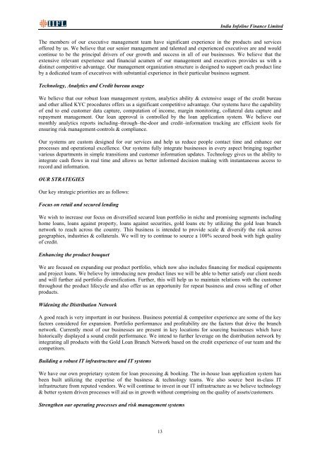 INDIA INFOLINE FINANCE LIMITED - Securities and Exchange ...