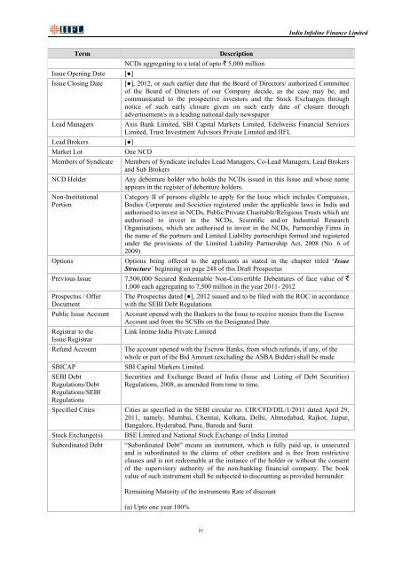 INDIA INFOLINE FINANCE LIMITED - Securities and Exchange ...