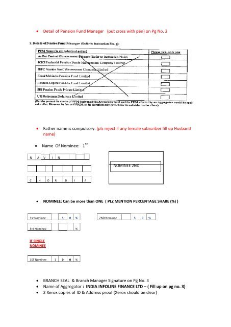 Checklist to Fill Form - India Infoline Finance Limited