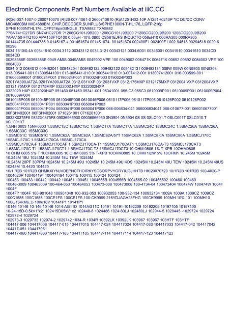 Electronic Components Part Numbers Available at iiiC.CC