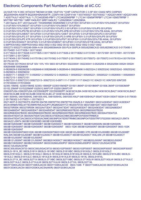 Electronic Components Part Numbers Available At Iiic Cc