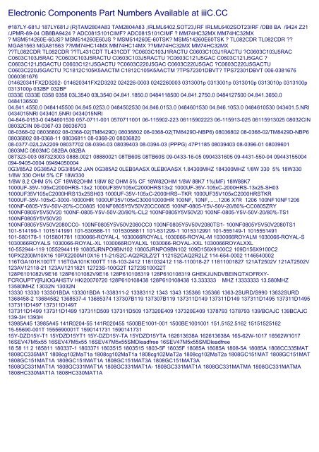 Electronic Components Part Numbers Available at iiiC.CC