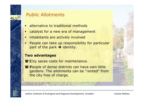 Reference Case Reudnitz Presentation on District Park ... - Iiinstitute.nl