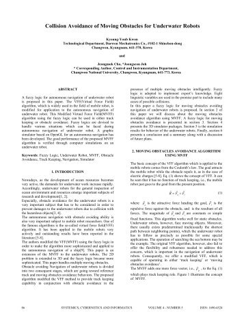 Collision Avoidance of Moving Obstacles for Underwater Robots