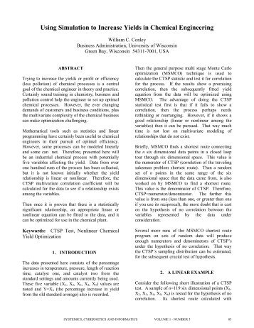 Using Simulation to Increase Yields in Chemical Engineering