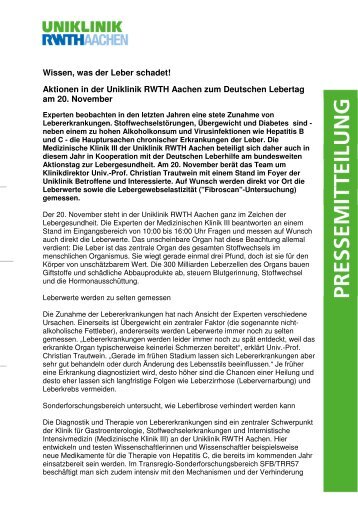 Pressemitteilung - Universitätsklinikum Aachen