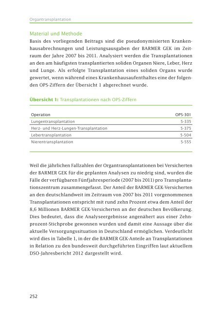 Eine Datenanalyse zur Organtransplantation - Barmer GEK