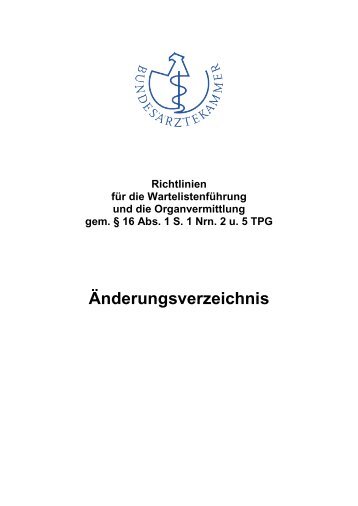 Änderungsverzeichnis [PDF] - Bundesärztekammer