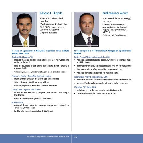 Post-Graduate Programme in Management for Executives 2011