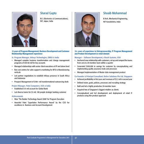 Post-Graduate Programme in Management for Executives 2011
