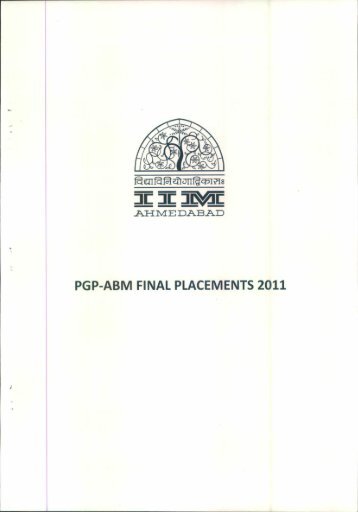 PGP-ABM Final Placement Report - Indian Institute of Management ...