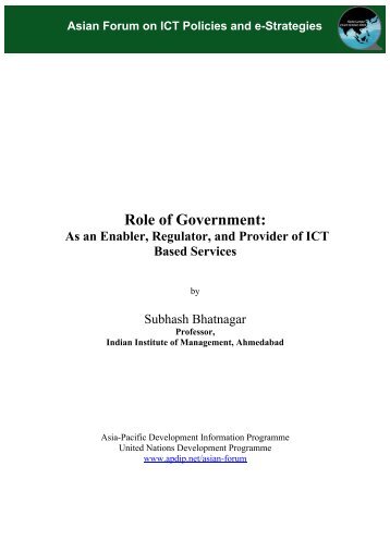 Role of Government: As an Enabler, Regulator, and - Indian ...