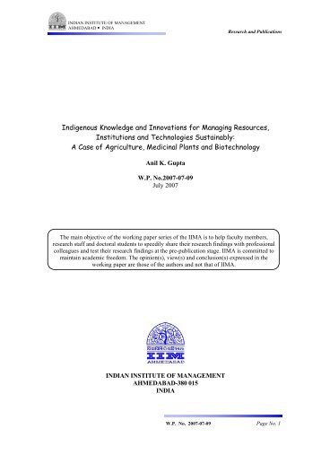 Indigenous knowledge and innovations for managing resources ...