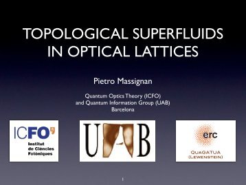 TOPOLOGICAL SUPERFLUIDS IN OPTICAL LATTICES - ICFO