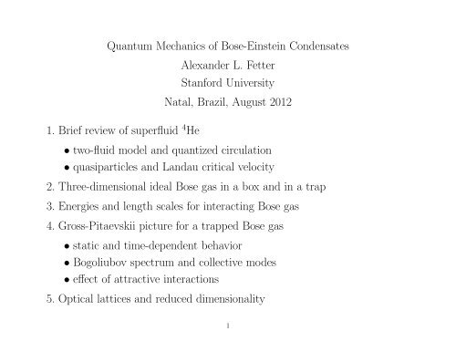 Quantum Mechanics of Bose-Einstein Condensates Alexander L ...