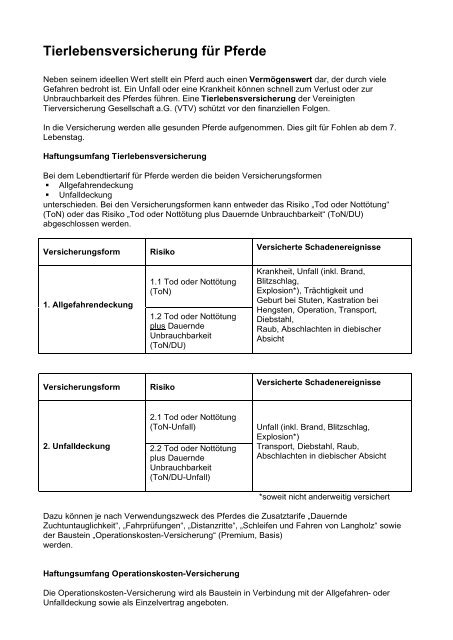 Produktbeschreibung Pferdeversicherung - R+V Maklerportal