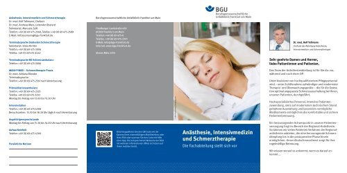 Flyer Anästhesie, Intensivmedizin und Schmerztherapie als pdf zum ...