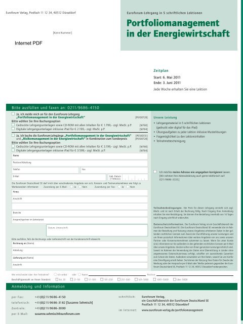 Portfoliomanagement in der Energiewirtschaft - IIR Deutschland GmbH