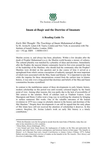 Imam al-Baqir and the Doctrine of Imamate - The Institute of Ismaili ...