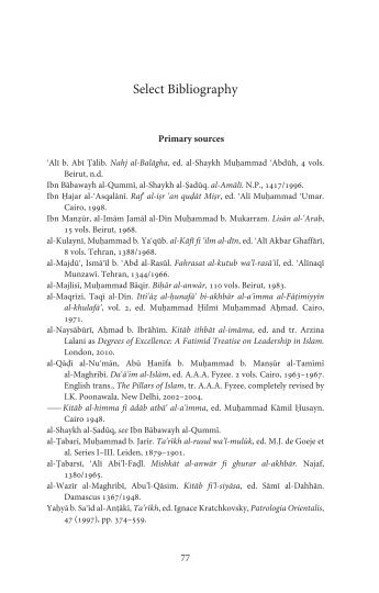 Select Bibliography - The Institute of Ismaili Studies
