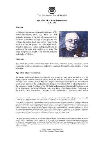 Aga Khan III: A Study in Humanism - The Institute of Ismaili Studies