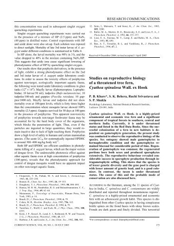 Studies on reproductive biology of a threatened tree fern ... - IISc