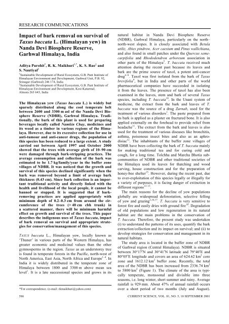 Impact of bark removal on survival of Taxus baccata L ... - Index of