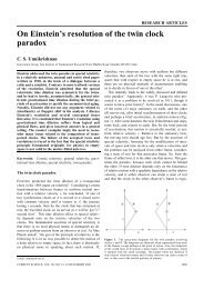 On Einstein's resolution of the twin clock paradox - IISc