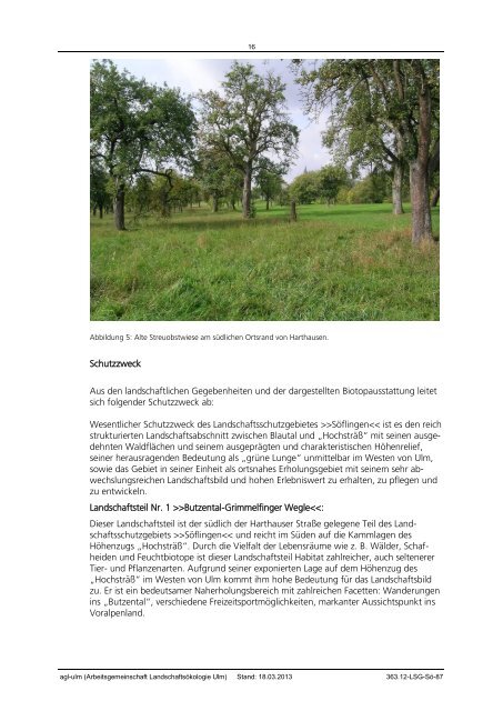 Naturschutzfachliches Dossier - Ulm