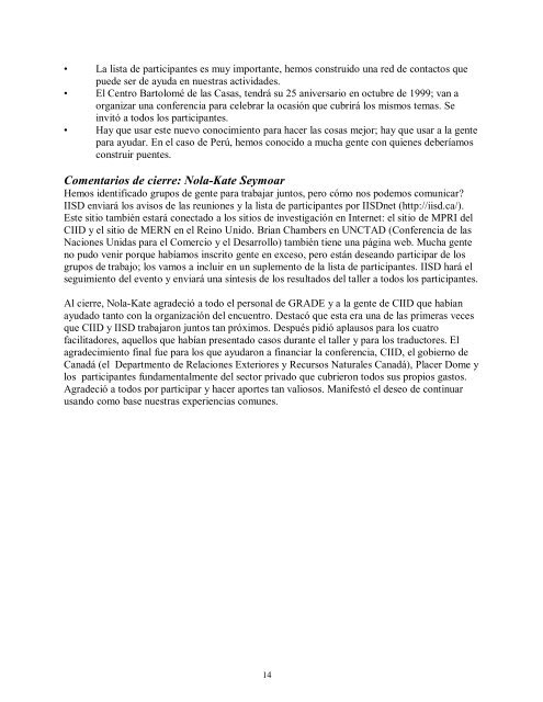 Informe de las Actas - International Institute for Sustainable ...