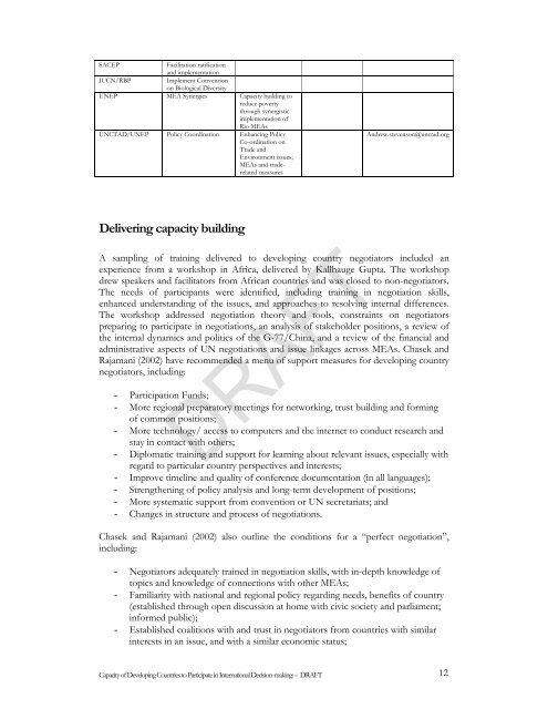 Capacity of Developing Countries to Participate in International ...