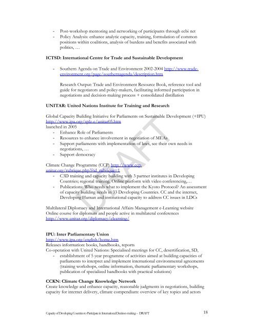 Capacity of Developing Countries to Participate in International ...