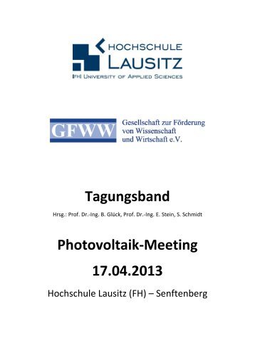 Tagungsband Photovoltaik-Meeting 17.04.2013