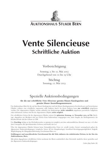 Vente Silencieuse - Das Auktionshaus Stuker