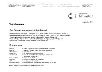 Verleihprogramm (PDF, 1 MB) - Deutsches Filminstitut