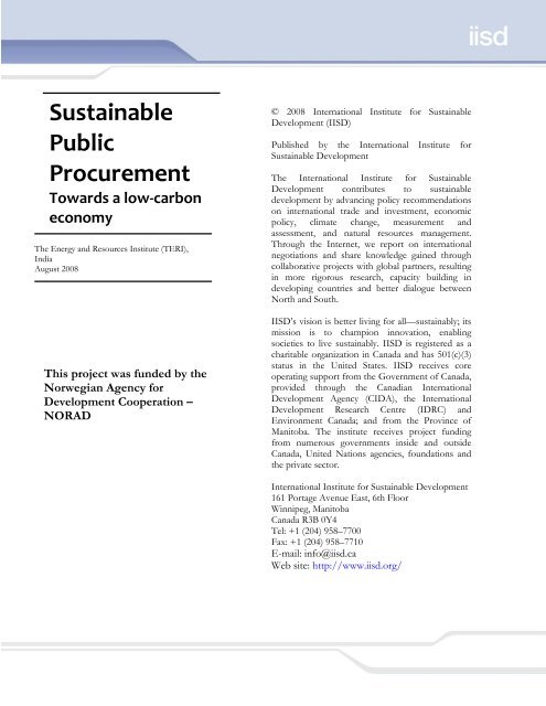 Sustainable Public Procurement: Towards a lowâcarbon economy