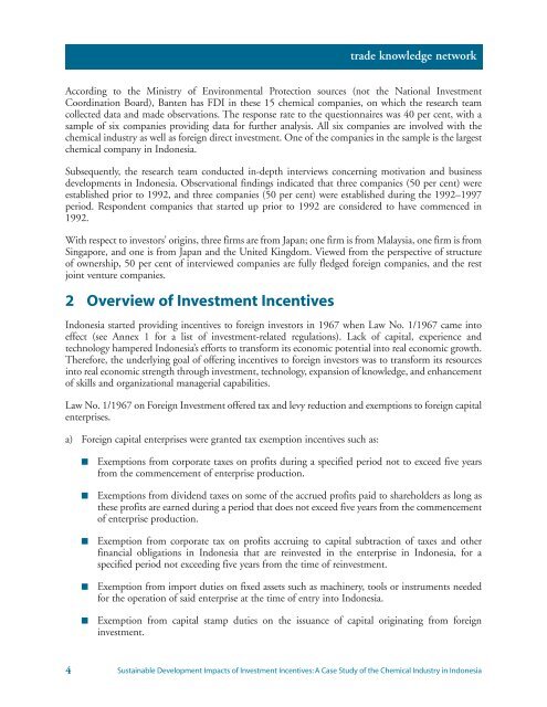 Sustainable Development Impacts of Investment Incentives: A Case ...