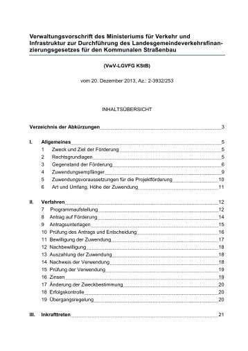 Neue Verwaltungsvorschrift zum LGVFG für den kommunalen ...