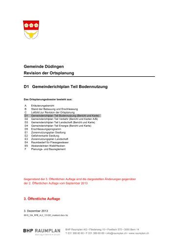 D1 Gemeinderichtplan Teil Bodennutzung - Gemeinde Düdingen