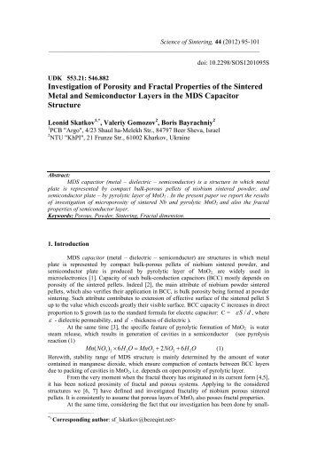 Investigation of Porosity and Fractal Properties of the ... - doiSerbia