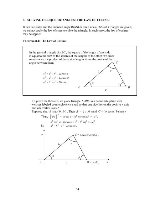 Section 8 Solving Oblique Triangles 9506