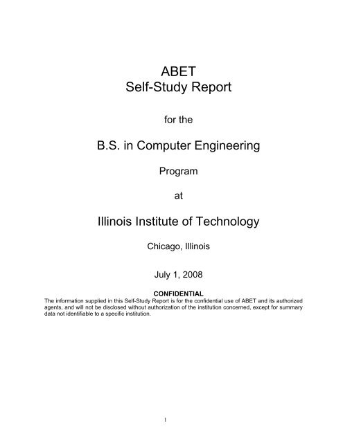 IIT BSCPE Self Study 2008 - Illinois Institute of Technology
