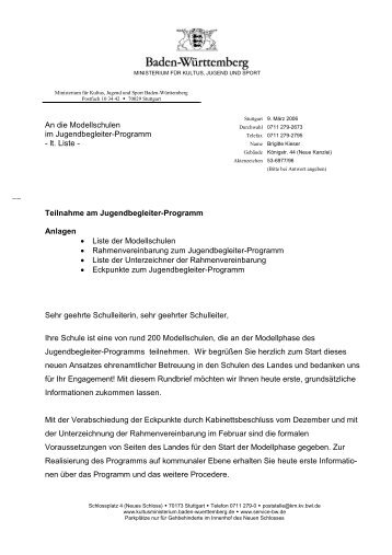 An die Modellschulen im Jugendbegleiter ... - Burgschule Plochingen