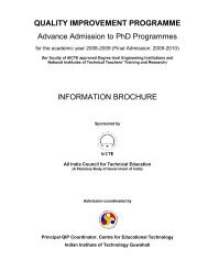 QUALITY IMPROVEMENT PROGRAMME Advance Admission To PhD