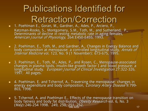 Major misconduct case: Dr. Eric Poehlman, University of Vermont