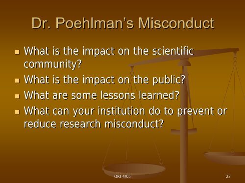 Major misconduct case: Dr. Eric Poehlman, University of Vermont