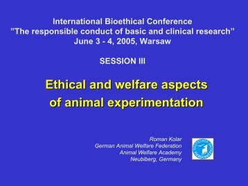 Ethical and Welfare Aspects of Animal Experimentation
