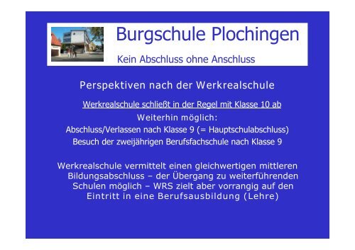 Werkrealschule (neuen Typs) - Burgschule Plochingen