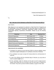 Interview Call for Admission to Start Early Ph.D Programme 20