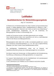 Factsheet 1: Leitfaden Qualitätskriterien für Weiterbildungsangebote